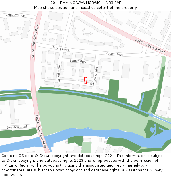 20, HEMMING WAY, NORWICH, NR3 2AF: Location map and indicative extent of plot