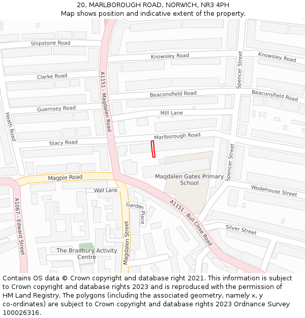 20, MARLBOROUGH ROAD, NORWICH, NR3 4PH: Location map and indicative extent of plot