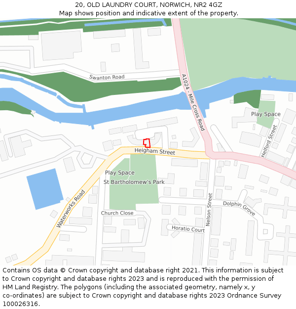 20, OLD LAUNDRY COURT, NORWICH, NR2 4GZ: Location map and indicative extent of plot