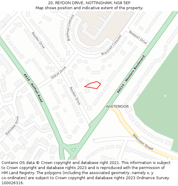 20, REYDON DRIVE, NOTTINGHAM, NG8 5EP: Location map and indicative extent of plot