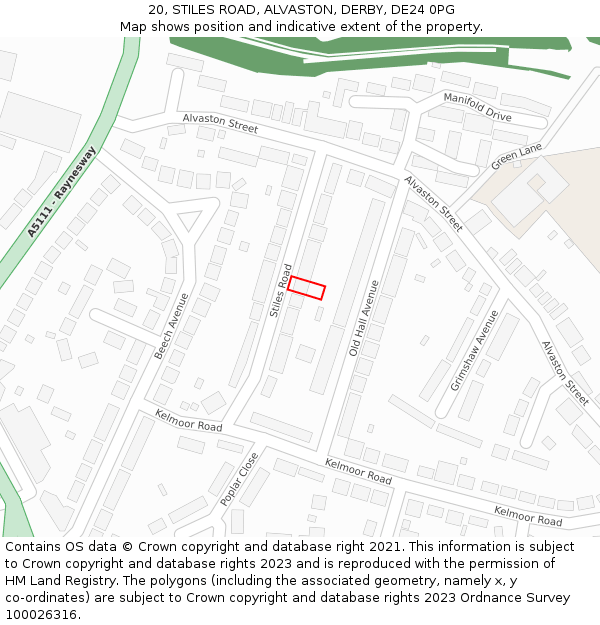 20, STILES ROAD, ALVASTON, DERBY, DE24 0PG: Location map and indicative extent of plot