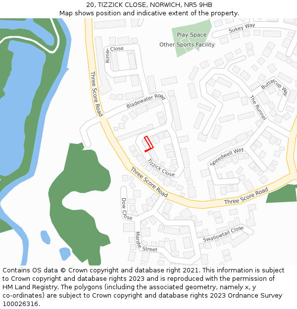 20, TIZZICK CLOSE, NORWICH, NR5 9HB: Location map and indicative extent of plot