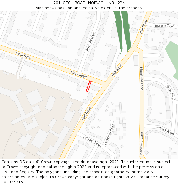 201, CECIL ROAD, NORWICH, NR1 2PN: Location map and indicative extent of plot
