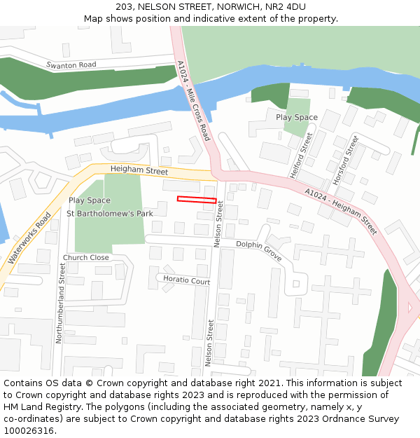 203, NELSON STREET, NORWICH, NR2 4DU: Location map and indicative extent of plot