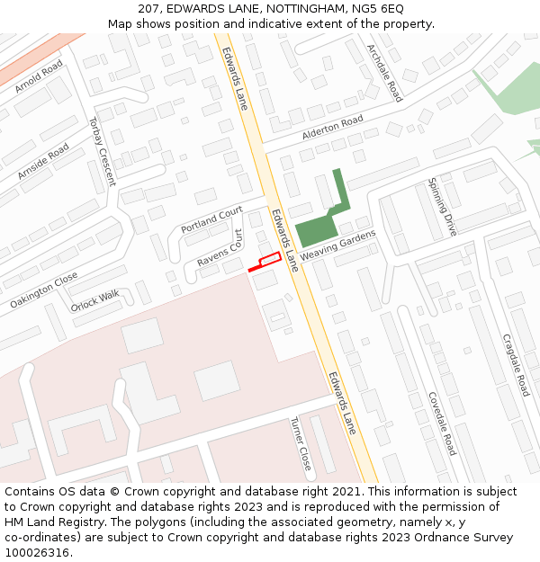 207, EDWARDS LANE, NOTTINGHAM, NG5 6EQ: Location map and indicative extent of plot