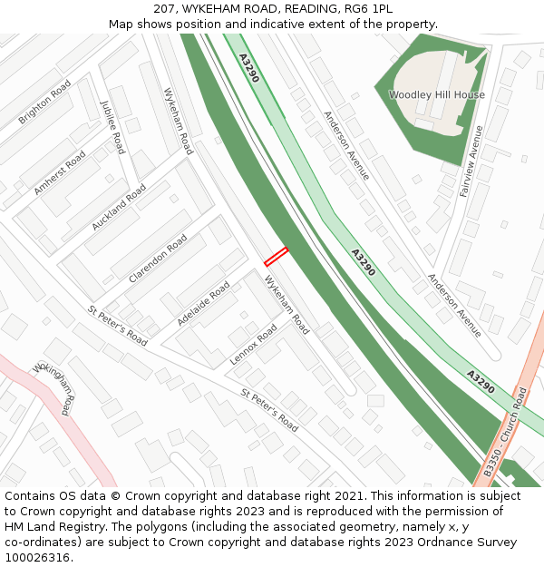 207, WYKEHAM ROAD, READING, RG6 1PL: Location map and indicative extent of plot