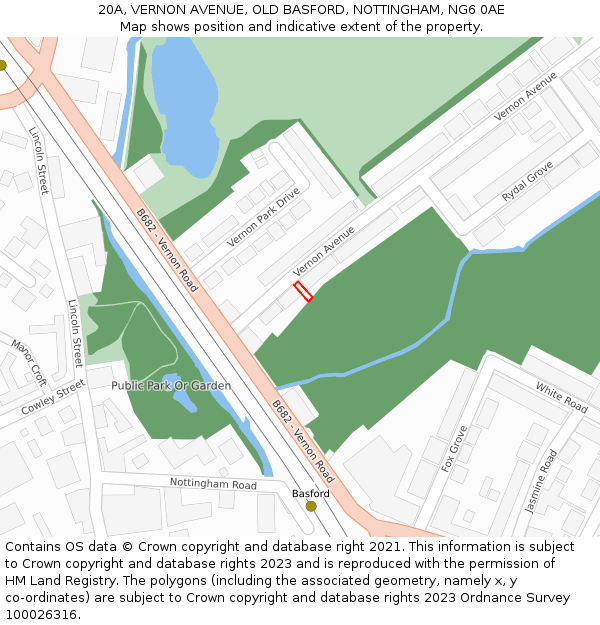 20A, VERNON AVENUE, OLD BASFORD, NOTTINGHAM, NG6 0AE: Location map and indicative extent of plot