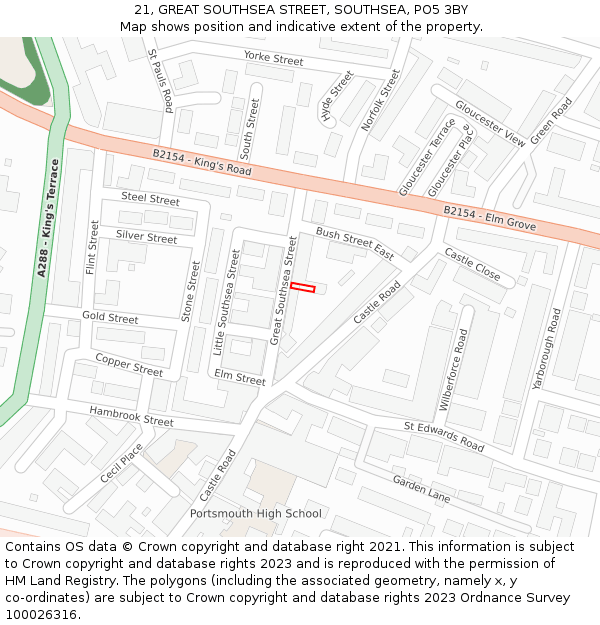 21, GREAT SOUTHSEA STREET, SOUTHSEA, PO5 3BY: Location map and indicative extent of plot