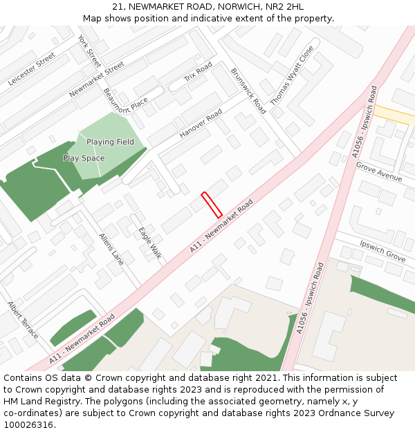 21, NEWMARKET ROAD, NORWICH, NR2 2HL: Location map and indicative extent of plot