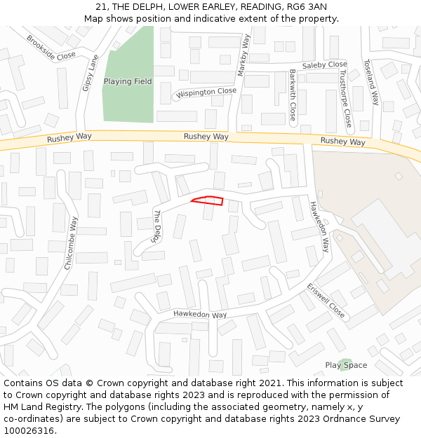 21, THE DELPH, LOWER EARLEY, READING, RG6 3AN: Location map and indicative extent of plot