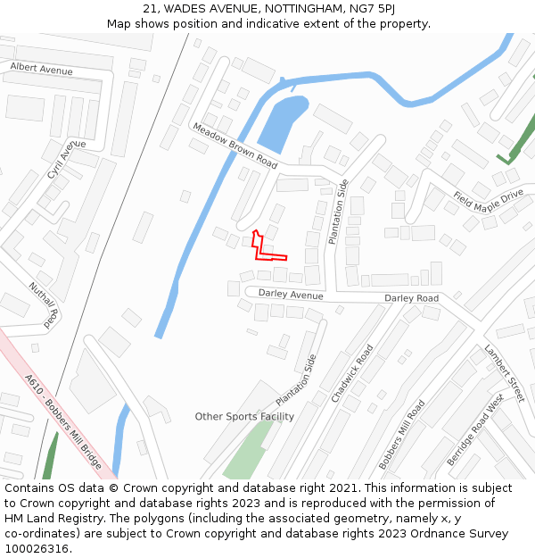 21, WADES AVENUE, NOTTINGHAM, NG7 5PJ: Location map and indicative extent of plot