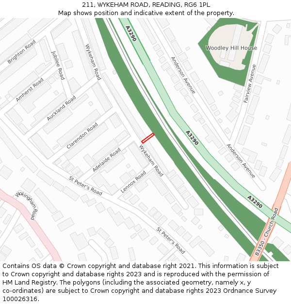 211, WYKEHAM ROAD, READING, RG6 1PL: Location map and indicative extent of plot