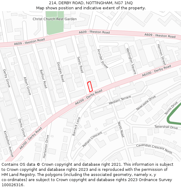 214, DERBY ROAD, NOTTINGHAM, NG7 1NQ: Location map and indicative extent of plot