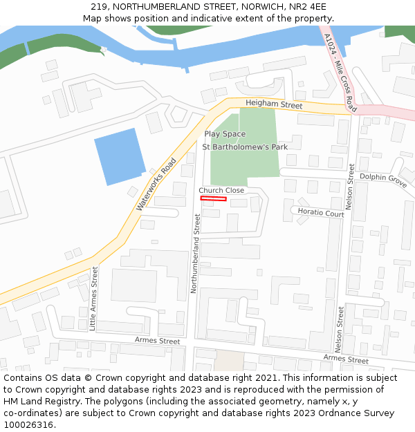 219, NORTHUMBERLAND STREET, NORWICH, NR2 4EE: Location map and indicative extent of plot