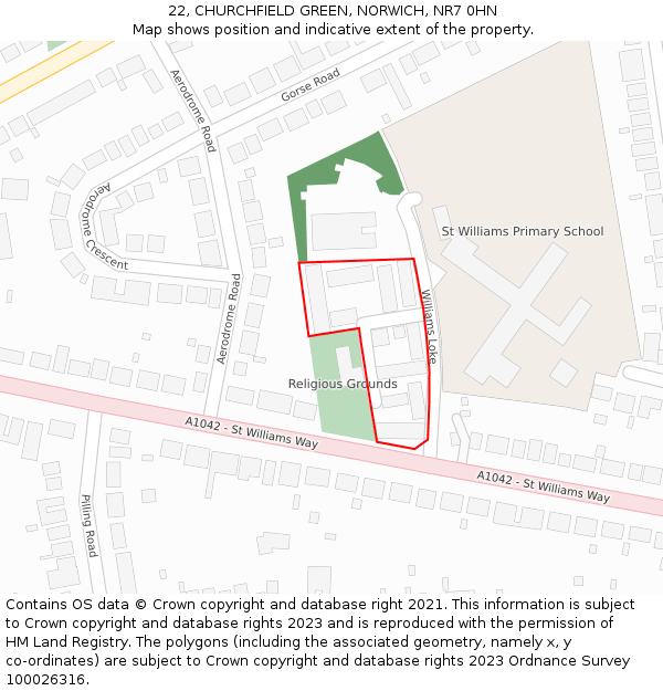 22, CHURCHFIELD GREEN, NORWICH, NR7 0HN: Location map and indicative extent of plot