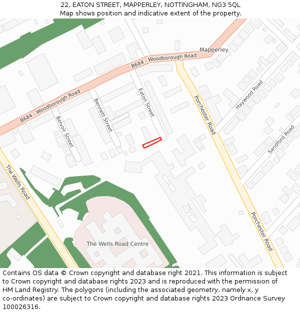 22, EATON STREET, MAPPERLEY, NOTTINGHAM, NG3 5QL: Location map and indicative extent of plot
