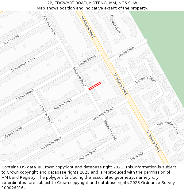 22, EDGWARE ROAD, NOTTINGHAM, NG6 9HW: Location map and indicative extent of plot