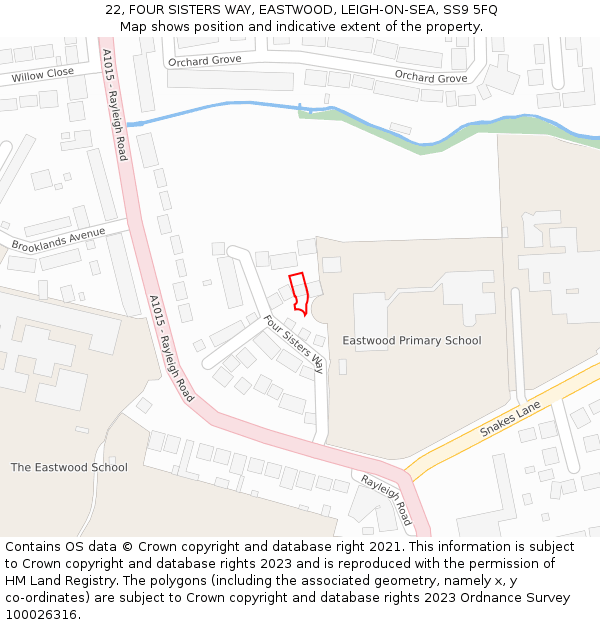 22, FOUR SISTERS WAY, EASTWOOD, LEIGH-ON-SEA, SS9 5FQ: Location map and indicative extent of plot