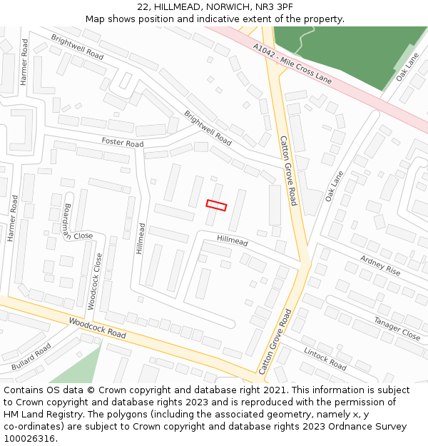 22, HILLMEAD, NORWICH, NR3 3PF: Location map and indicative extent of plot
