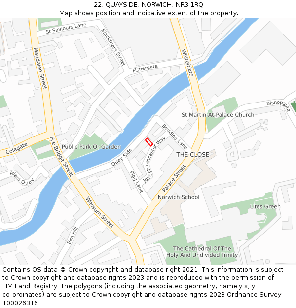 22, QUAYSIDE, NORWICH, NR3 1RQ: Location map and indicative extent of plot