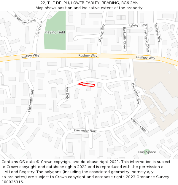 22, THE DELPH, LOWER EARLEY, READING, RG6 3AN: Location map and indicative extent of plot