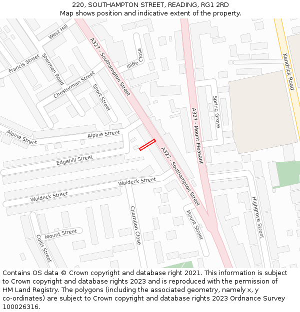 220, SOUTHAMPTON STREET, READING, RG1 2RD: Location map and indicative extent of plot