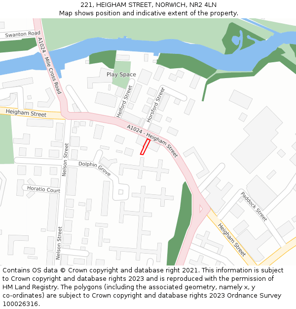 221, HEIGHAM STREET, NORWICH, NR2 4LN: Location map and indicative extent of plot
