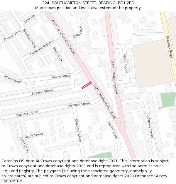224, SOUTHAMPTON STREET, READING, RG1 2RD: Location map and indicative extent of plot