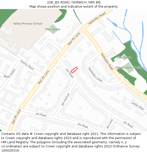228, JEX ROAD, NORWICH, NR5 8XJ: Location map and indicative extent of plot