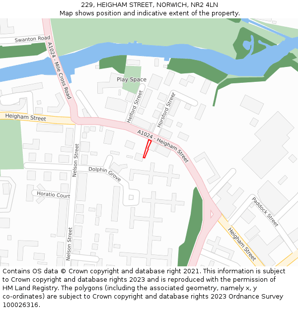 229, HEIGHAM STREET, NORWICH, NR2 4LN: Location map and indicative extent of plot