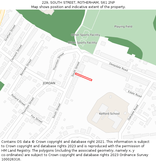 229, SOUTH STREET, ROTHERHAM, S61 2NP: Location map and indicative extent of plot