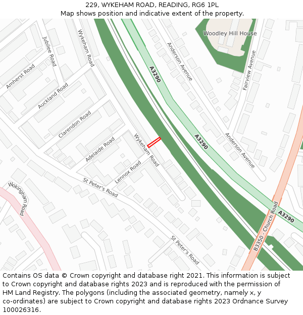 229, WYKEHAM ROAD, READING, RG6 1PL: Location map and indicative extent of plot