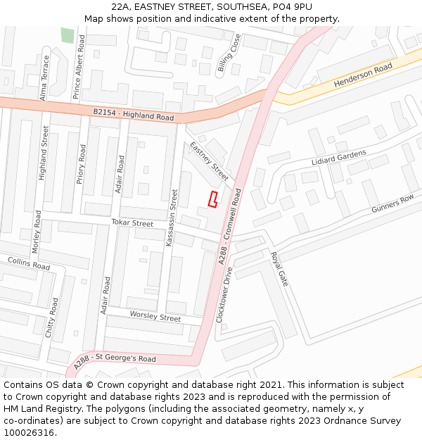 22A, EASTNEY STREET, SOUTHSEA, PO4 9PU: Location map and indicative extent of plot