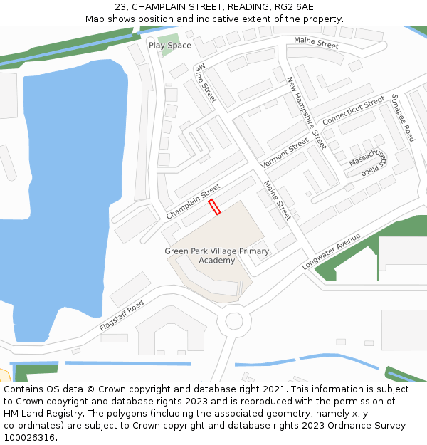 23, CHAMPLAIN STREET, READING, RG2 6AE: Location map and indicative extent of plot