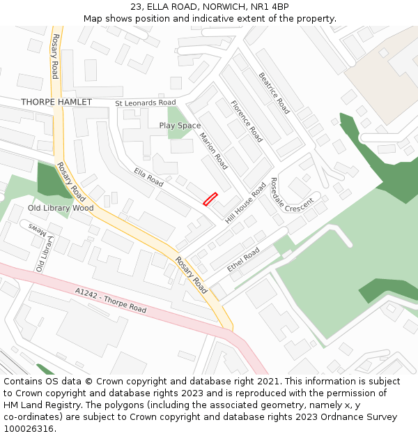 23, ELLA ROAD, NORWICH, NR1 4BP: Location map and indicative extent of plot