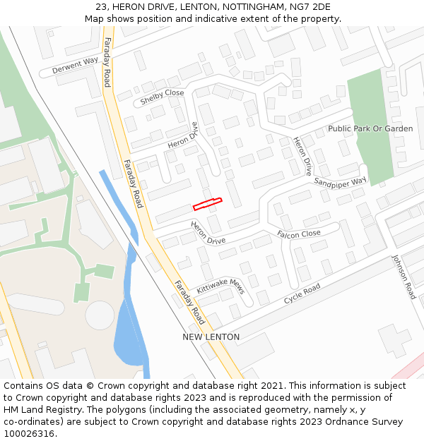 23, HERON DRIVE, LENTON, NOTTINGHAM, NG7 2DE: Location map and indicative extent of plot
