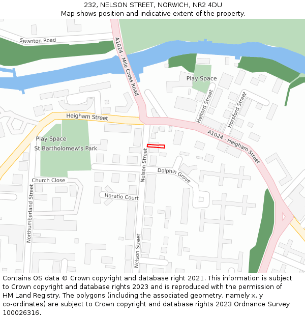 232, NELSON STREET, NORWICH, NR2 4DU: Location map and indicative extent of plot