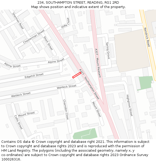 234, SOUTHAMPTON STREET, READING, RG1 2RD: Location map and indicative extent of plot