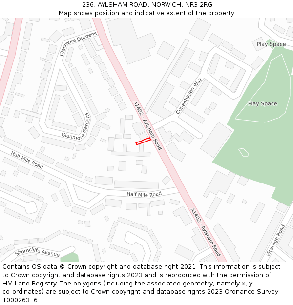 236, AYLSHAM ROAD, NORWICH, NR3 2RG: Location map and indicative extent of plot