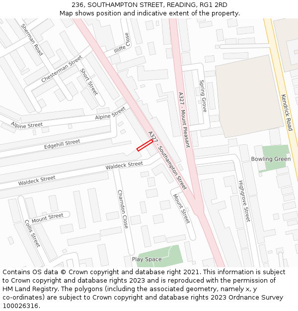 236, SOUTHAMPTON STREET, READING, RG1 2RD: Location map and indicative extent of plot