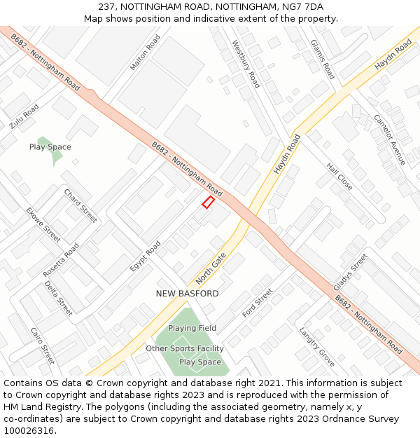 237, NOTTINGHAM ROAD, NOTTINGHAM, NG7 7DA: Location map and indicative extent of plot