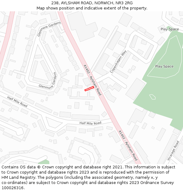 238, AYLSHAM ROAD, NORWICH, NR3 2RG: Location map and indicative extent of plot