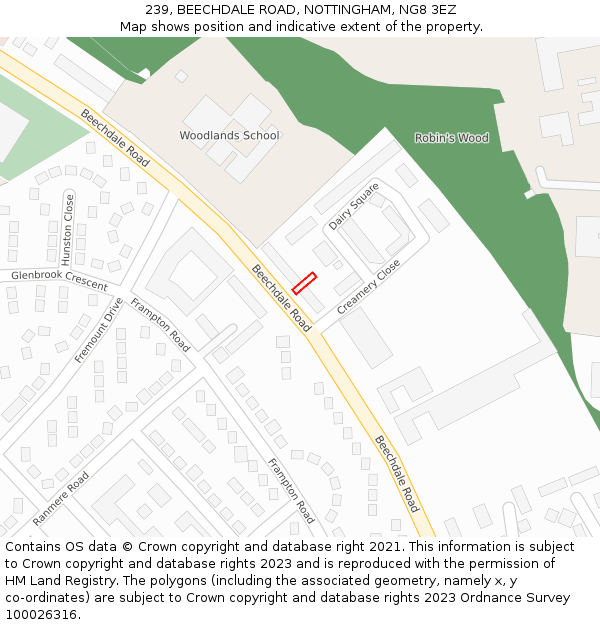 239, BEECHDALE ROAD, NOTTINGHAM, NG8 3EZ: Location map and indicative extent of plot