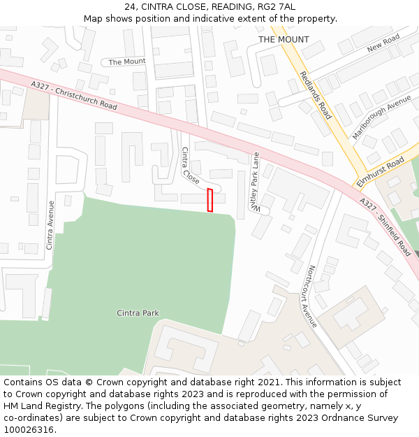 24, CINTRA CLOSE, READING, RG2 7AL: Location map and indicative extent of plot