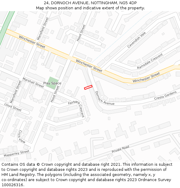 24, DORNOCH AVENUE, NOTTINGHAM, NG5 4DP: Location map and indicative extent of plot