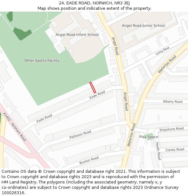 24, EADE ROAD, NORWICH, NR3 3EJ: Location map and indicative extent of plot