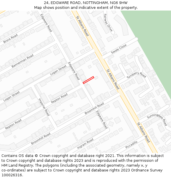 24, EDGWARE ROAD, NOTTINGHAM, NG6 9HW: Location map and indicative extent of plot