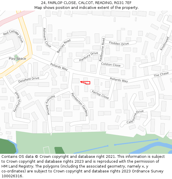 24, FAIRLOP CLOSE, CALCOT, READING, RG31 7EF: Location map and indicative extent of plot