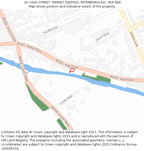 24, HIGH STREET, MARKET DEEPING, PETERBOROUGH, PE6 8EB: Location map and indicative extent of plot