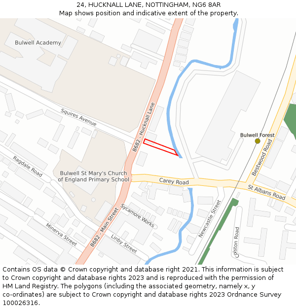 24, HUCKNALL LANE, NOTTINGHAM, NG6 8AR: Location map and indicative extent of plot